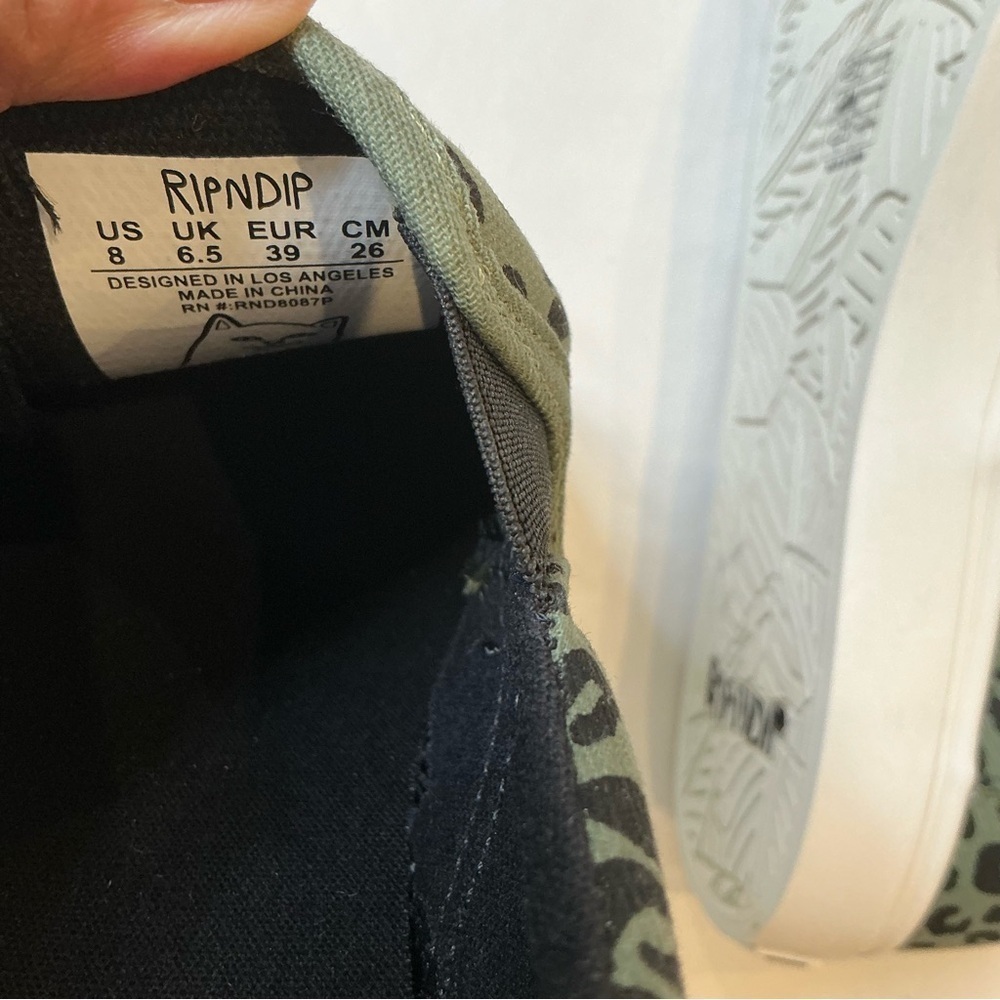 RipNDip Leopard Print Slip-On Sneakers Black and Green Size 8 - Picture 12 of 12